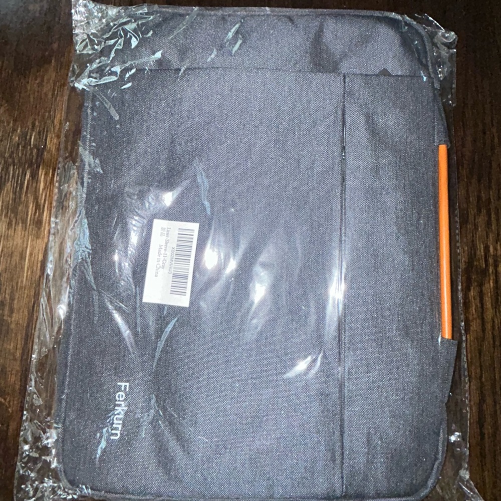 Minimalist Gray and Orange electronic Sleeve with Protective Padding